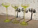 Set van 3 antieke borrelglaasjes, uraniumglas, Ophalen, Zo goed als nieuw, Borrel- of Shotglas