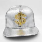 Zilveren dollar pet heren dames hiphop bling cap snapback, Nieuw, Pet, Verzenden