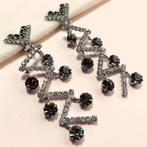 Vintage retro oorbellen clips strass glamrock jaren '70 '80, Met strass, Glas, Gebruikt, Hangers