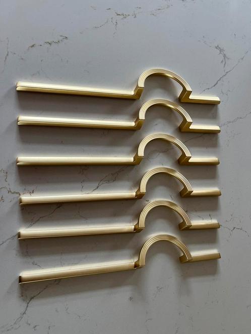 Etsy handgrepen Art Deco goud geborsteld, Doe-het-zelf en Verbouw, Hang- en Sluitwerk, Nieuw, Overige typen, Ophalen of Verzenden