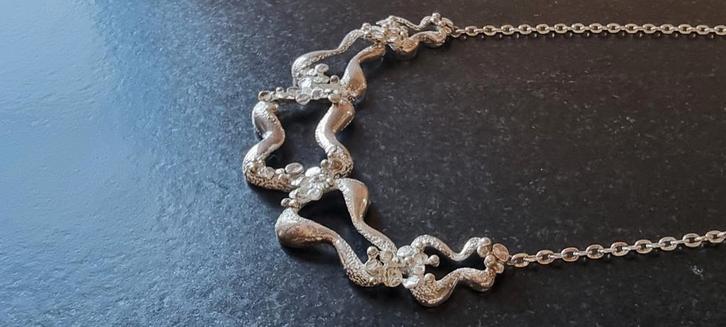 Zilveren modernist ketting teka, Sieraden, Tassen en Uiterlijk, Kettingen, Zo goed als nieuw, Zilver, Zilver, Verzenden