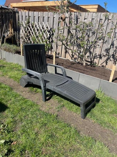ligbed tuin, Tuin en Terras, Ligbedden, Gebruikt, Plastic, Inklapbaar, Verstelbaar, Verrijdbaar, Ophalen