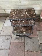 Marmeren bijzet tafeltje 3 delig, 45 tot 60 cm, Minder dan 55 cm, Rond, Ophalen of Verzenden