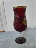 Vintage vaas glas beplakt met mozaiek stukjes hoogte 35 cm, Ophalen of Verzenden
