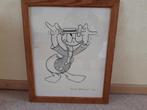 Donald Duck tekening ingelijst. Bruine lijst. Disney, Verzamelen, Disney, Donald Duck, Ophalen of Verzenden, Plaatje of Poster