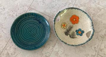 Set vintage schalen blauw beige, ambachtelijke kwaliteit beschikbaar voor biedingen