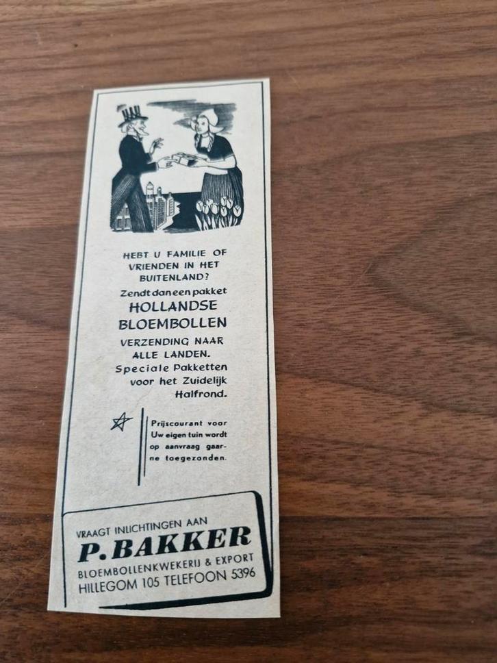 020 Oude P. Bakker bloembollen reclame, Verzamelen, Tijdschriften, Kranten en Knipsels, Knipsel(s), Ophalen of Verzenden