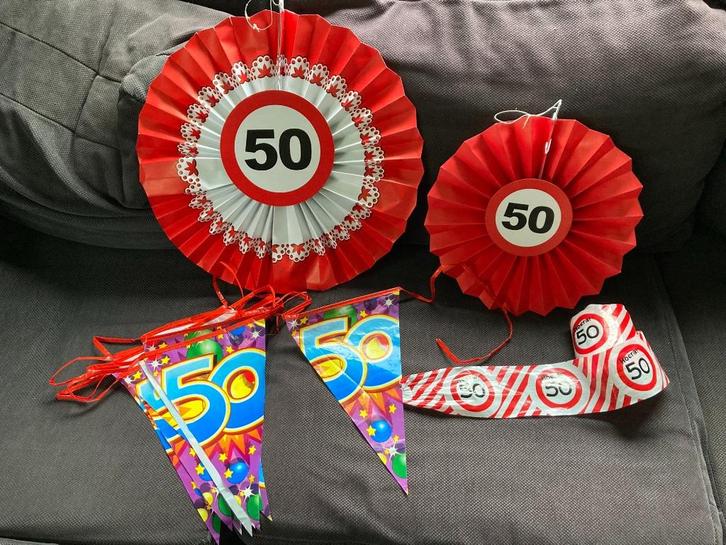 🥳 Slingers 50 Abraham Sarah, Hobby en Vrije tijd, Feestartikelen, Gebruikt, Versiering, Verjaardag, Ophalen of Verzenden