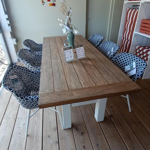Hartman Yasmani tafel 240cm white met 6 Delphine riva blue, Tuin en Terras, Tuinsets en Loungesets, Nieuw, Tuinset, Aluminium