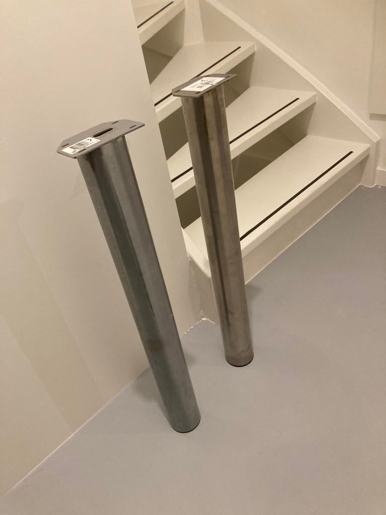 Tafelpoten rvs-look, Huis en Inrichting, Tafelonderdelen, Tafelpoot, Minder dan 50 cm, Gebruikt, 50 tot 100 cm