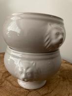 Servies twee soepkommen leeuwenkop wit, Ophalen of Verzenden, Zo goed als nieuw, Overige stijlen, Kom(men)