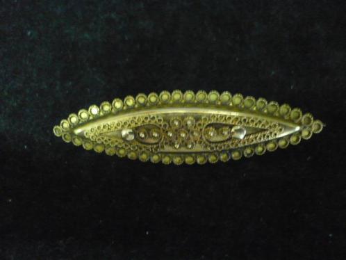 antieke gouden 585 broche lengte 4.5 cm - breed 1.3 cm ned., Sieraden, Tassen en Uiterlijk, Broches, Gebruikt, Goud, Goud, 4 tot 7 cm