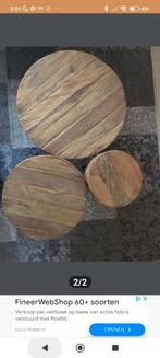 Set salontafels, oud hout, mangohout. Zeer mooie staat, Huis en Inrichting, Tafels | Salontafels, Ophalen, 50 tot 100 cm, Rond