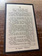 oorlog- Jongstra Obe 1923 Workum 1944 Venlo - 27105, Verzamelen, Bidprentjes en Rouwkaarten, Verzenden, Bidprentje