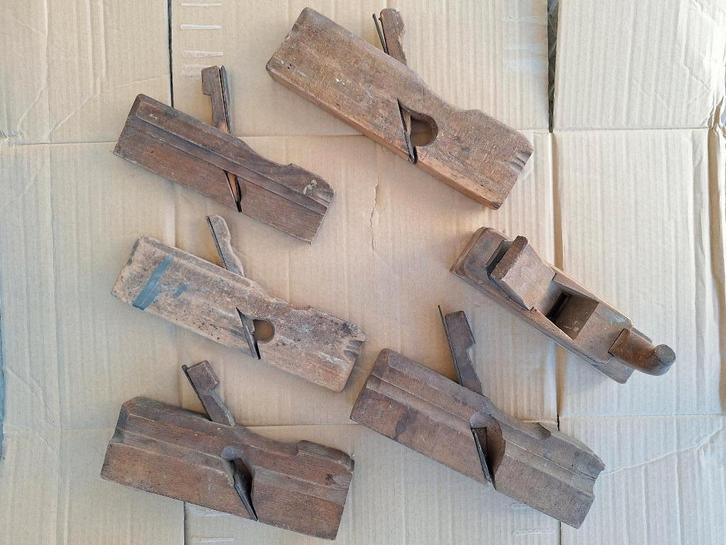 Oud handgereedschap, handschaaf, profielschaven 6 stuks, Antiek en Kunst, Antiek | Gereedschap en Instrumenten, Ophalen