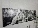 Langwerpig horizontaal canvas met tijger., Ophalen, Gebruikt, 50 tot 75 cm, 125 cm of meer