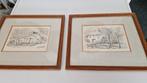 2 oude tekeningen helmond in lijst, Minder dan 50 cm, Tekening, Ophalen of Verzenden, Zo goed als nieuw