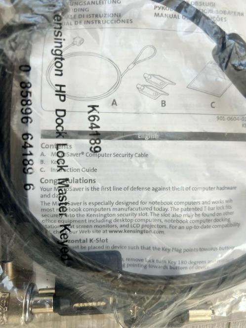 Laptop slot lock (nieuw in verpakking), Computers en Software, Pc- en Netwerkkabels, Nieuw, Ophalen