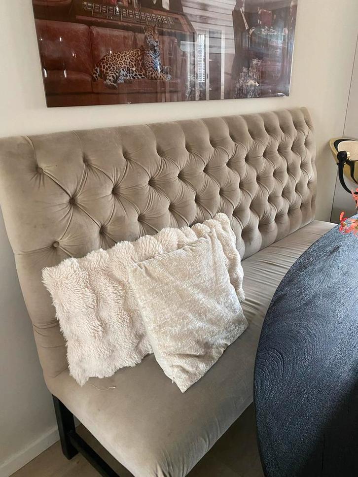 Gecapitonneerde Eetkamerbank - 200cm breed, Antiek en Kunst, Antiek | Meubels | Stoelen en Banken, Ophalen