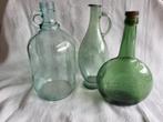 3 mooie groene flessen, Antiek en Kunst, Antiek | Glas en Kristal, Ophalen of Verzenden