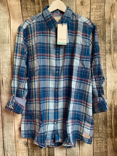 Super mooi geblokt overhemd van Scotch & Soda slim (Maat L), Kleding | Heren, Overhemden, Nieuw, Halswijdte 41/42 (L), Blauw, Verzenden