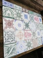 ca 92x69cm Tableau voor achter fornuis, antieke tegels