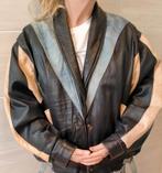Vintage Leren Jas Maat L - Zwart, Blauw, Cognac, Kleding | Dames, Jassen | Zomer, Ophalen of Verzenden, Gedragen, Maat 42/44 (L)