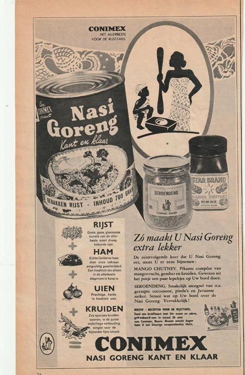 Retro reclame 1961 Conimex nasi goreng Chinese keuken, Verzamelen, Retro, Overige typen, Verzenden