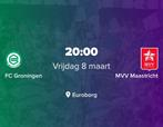 FC Groningen - MVV 3 kaartjes naast elkaar Koeman tribune, Tickets en Kaartjes, Maart, Losse kaart, Drie personen of meer
