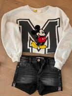Setje Mickey mouse trui met short jeans maat 128, Jongen, Zo goed als nieuw, Ophalen