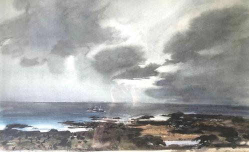 Jan Burgerhout - Donkere wolken kustgezicht - Gemengde techn, Antiek en Kunst, Kunst | Schilderijen | Klassiek, Ophalen