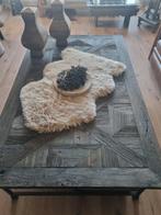 Vergrijst visgraat houten salontafel sober landelijk, Ophalen, Gebruikt, Vintage, Rechthoekig