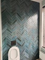 Visgraat wandtegels blauw groen petrol 8m2, Ophalen, Minder dan 20 cm, 10 m² of meer, Wandtegels