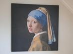 Canvasdoek meisje met pareloorbel 80x80, Huis en Inrichting, Ophalen, Zo goed als nieuw, Schilderij, 75 tot 100 cm