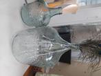 Glazen vazen met reliëf en groene schaduw 42 hg & 56 hg nw, Overige kleuren, Nieuw, Ophalen of Verzenden, Glas