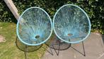 Twee mooie draadstoelen / tuinstoelen, blauw, Ophalen, Gebruikt