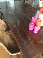 Koloniale eettafel met 8 stoelen, Huis en Inrichting, Tafels | Eettafels, Ophalen, Gebruikt, 200 cm of meer, 50 tot 100 cm