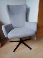Lichtgrijs fauteuil met voetenbank, Gebruikt, 75 tot 100 cm, Ophalen