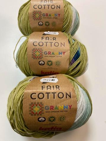 Partij van 7 bollen Katia Fair Cotton Granny: beschikbaar voor biedingen