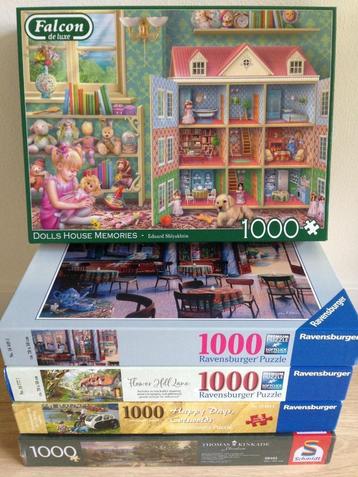 🧩5 Mooie PUZZELS van 1000 st. Ravensburger, Falcon, Schmidt beschikbaar voor biedingen