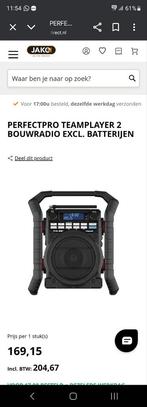 Perfectpro Teamplayer 2 Bouwradio, Ophalen of Verzenden, Nieuw, Bouwradio, Met cd-speler