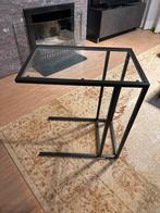 Zwarte glazen bijzettafel 35x55x65, Huis en Inrichting, Tafels | Bijzettafels, Gebruikt, Glas, 60 cm of meer, Rechthoekig