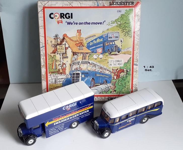 CORGI 'We"re on the move set 1990., Hobby en Vrije tijd, Modelauto's | 1:50, Zo goed als nieuw, Bus of Vrachtwagen, Corgi, Ophalen of Verzenden