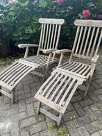 Teakhouten deckchairs, tuinstoelen! Zwaar!, Tuin en Terras, Tuinstoelen, Ophalen, Gebruikt, Teakhout, Verstelbaar