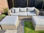 Loungeset met Hocker (Wicker), Tuin en Terras, Tuinsets en Loungesets, 4 zitplaatsen, Gebruikt, Bank, Ophalen of Verzenden