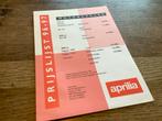 Aprilia motorcycles prijslijst 1996/1997.        (A), Motoren, Handleidingen en Instructieboekjes, Verzenden, Aprilia