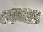 Vintage Rudolf Jurnikl Sklo Union Ice Cube kandelaars 1960, Antiek en Kunst, Antiek | Glas en Kristal, Verzenden