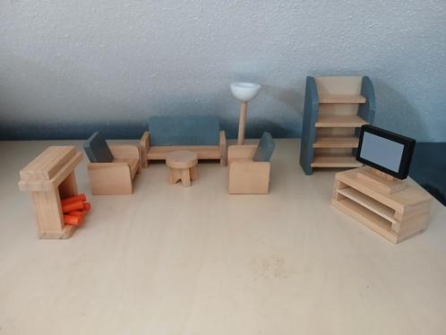 Houten poppenhuis meubeltjes " woonkamer ", Kinderen en Baby's, Speelgoed | Poppenhuizen, Zo goed als nieuw, Toebehoren, Ophalen of Verzenden