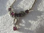 Zilveren kettinkje met granaatjes., Ophalen of Verzenden, Zo goed als nieuw, Met edelsteen, Zilver