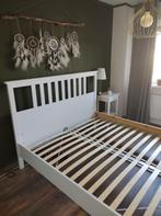 Ikea Hemnes Bed 160x200 + Lattenbodem, Ophalen, Wit, Tweepersoons, Zo goed als nieuw